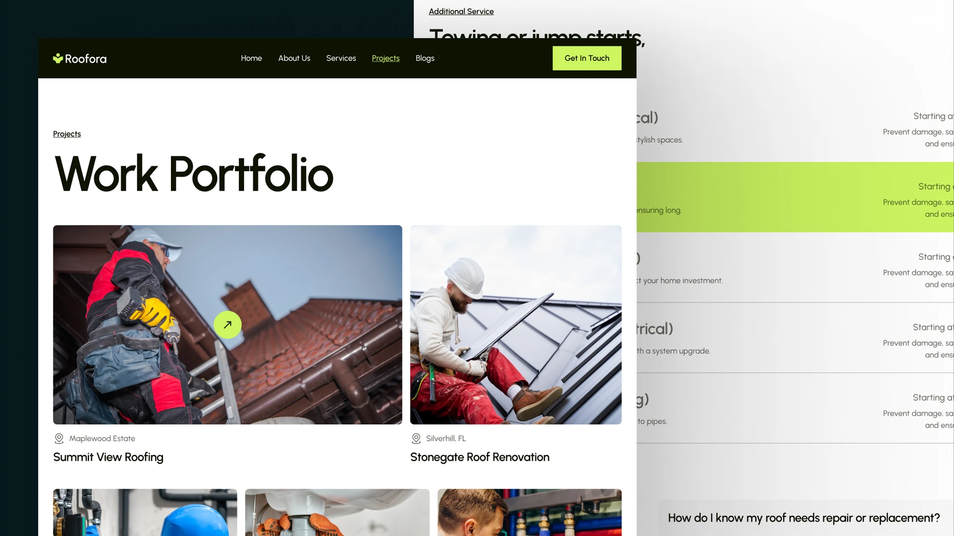Roofora - Roofing and Solar Services Figma & Framer Template