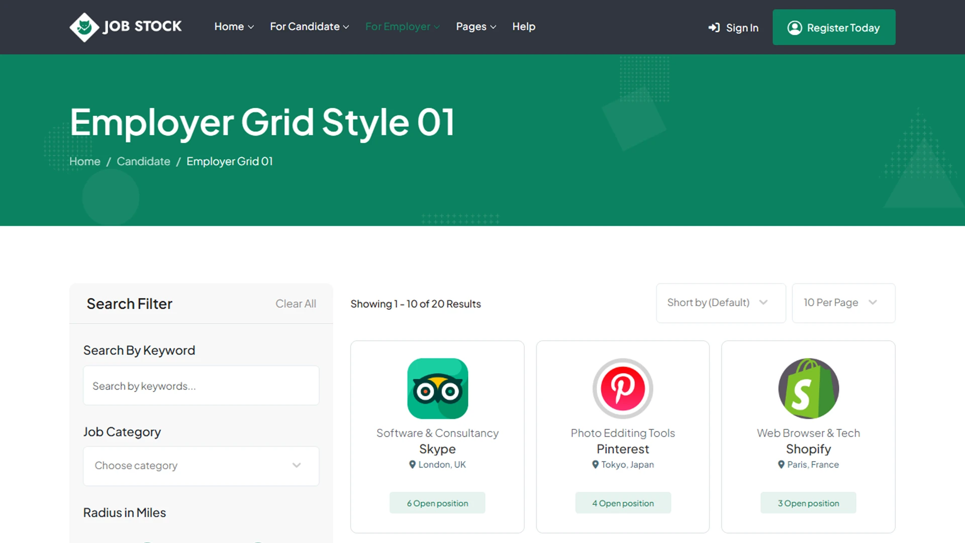 JobStock - CodeIgniter Job Listing, Job Portal Landing & Dashboard Template