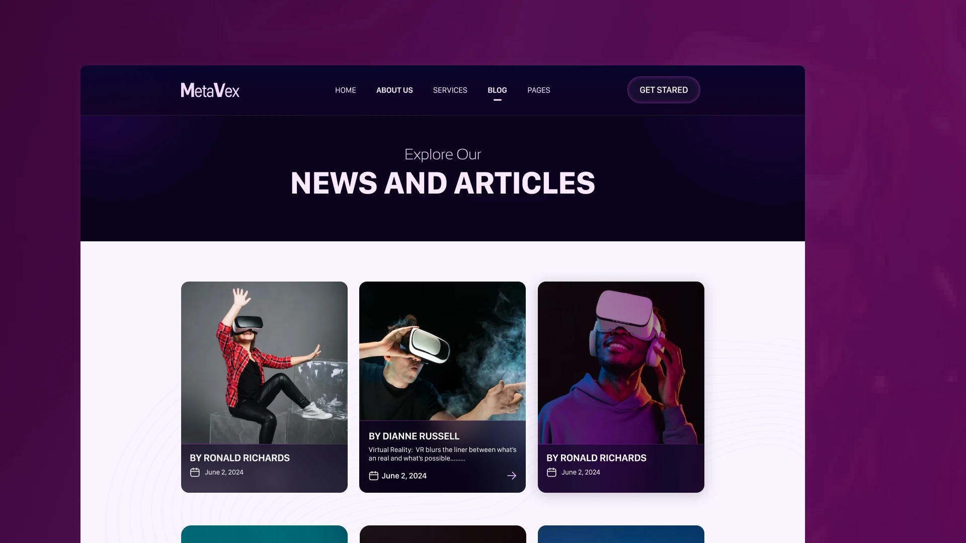 Metavex - Virtual Reality Website Figma Template