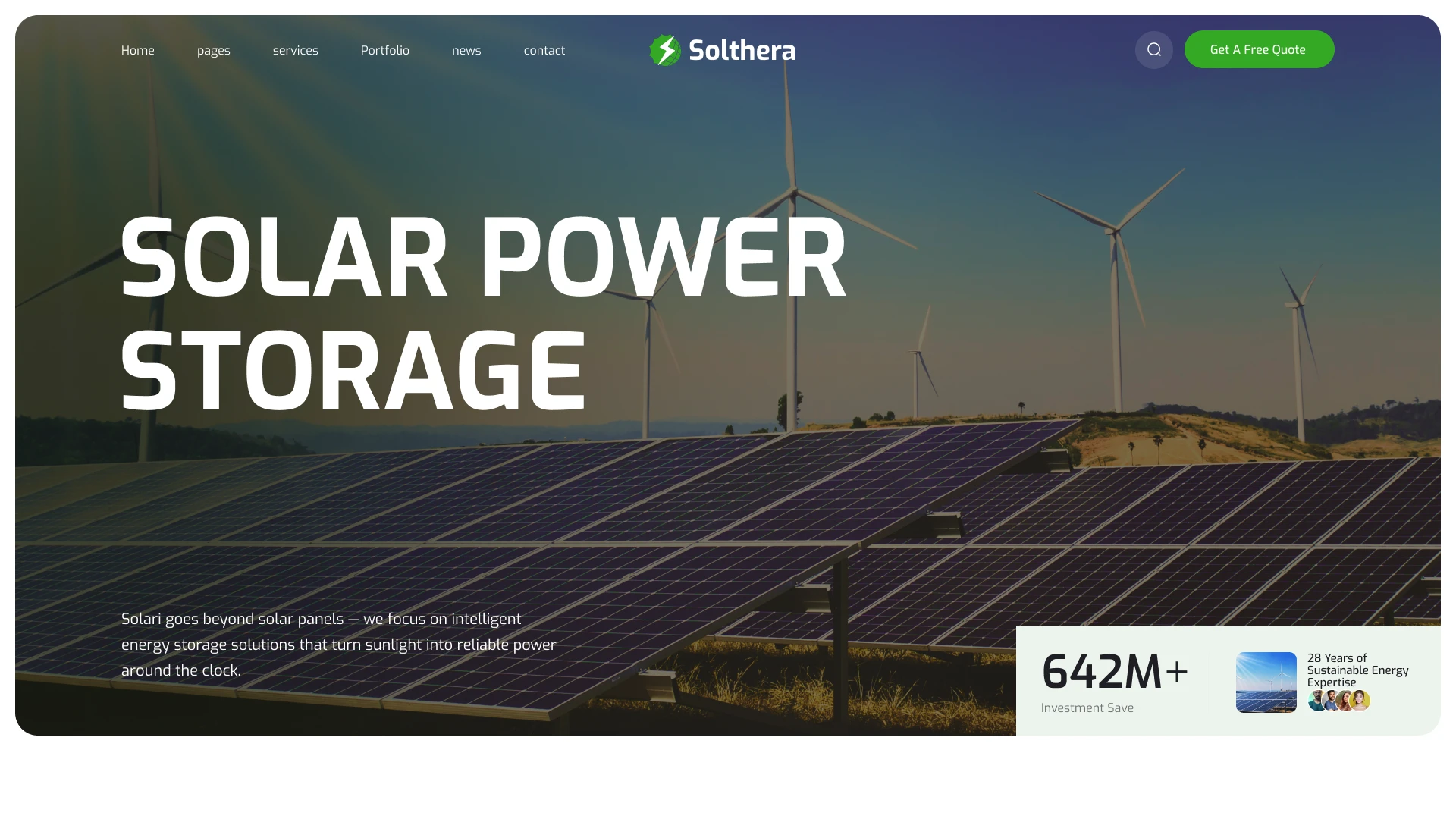 Solthera - Solar Energy & Renewable Systems Figma Template (Screenshot 1 of 1)