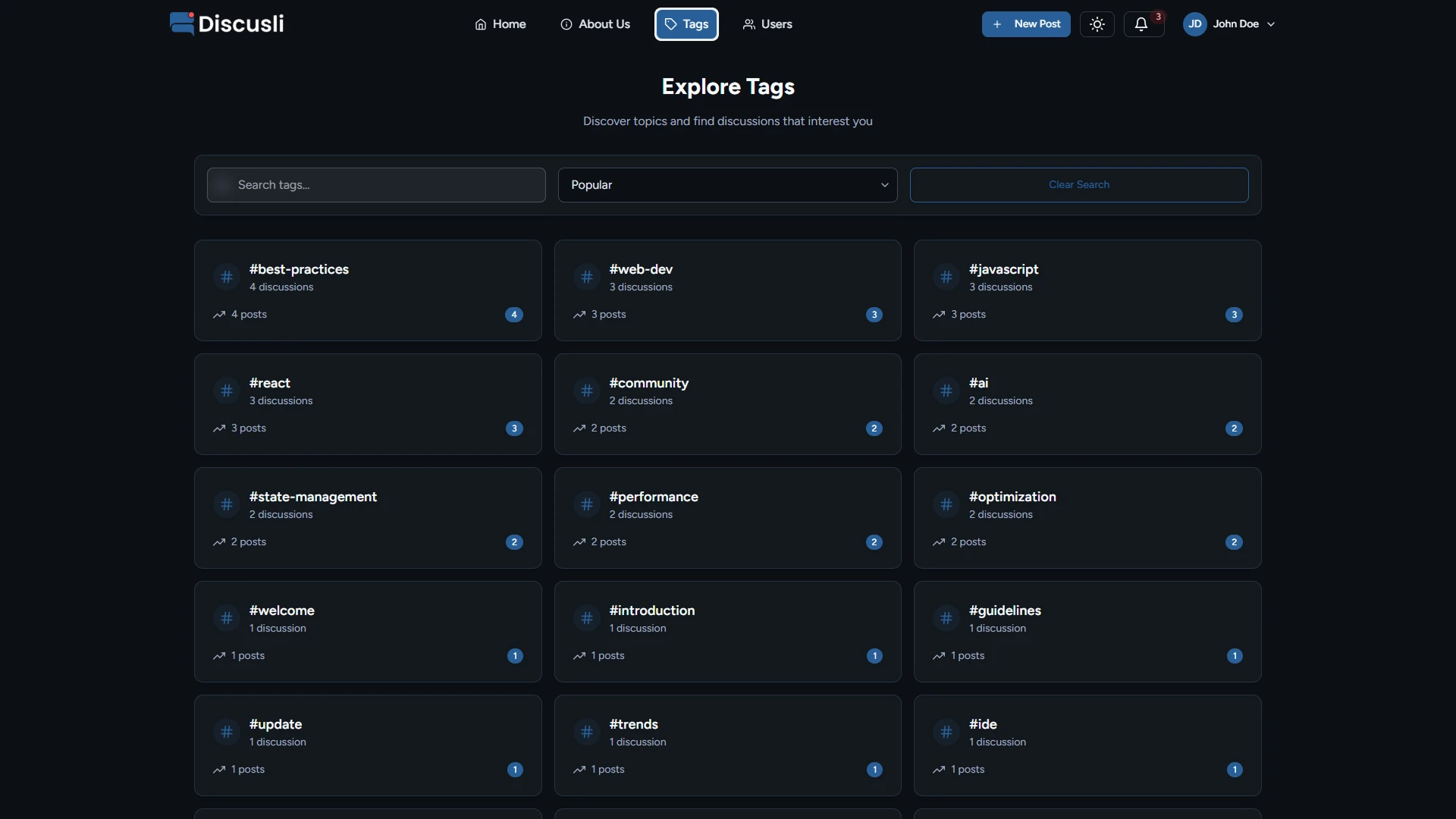 Discusli - Forum Website Template Modern Community Platform Design