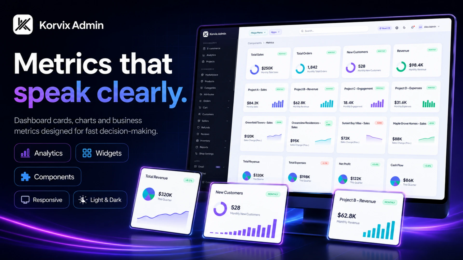 Korvix Admin - Multipurpose React Admin Dashboard