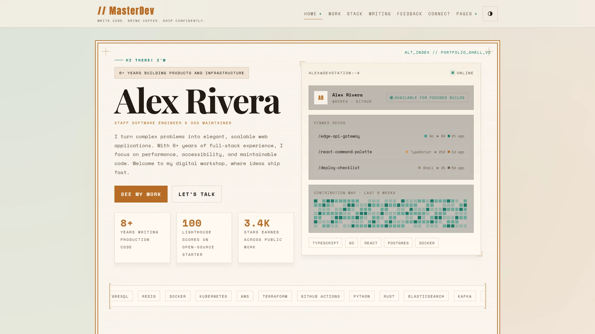 MasterDev - Developer Portfolio Astro Template with Sass & Tailwind Utilities
