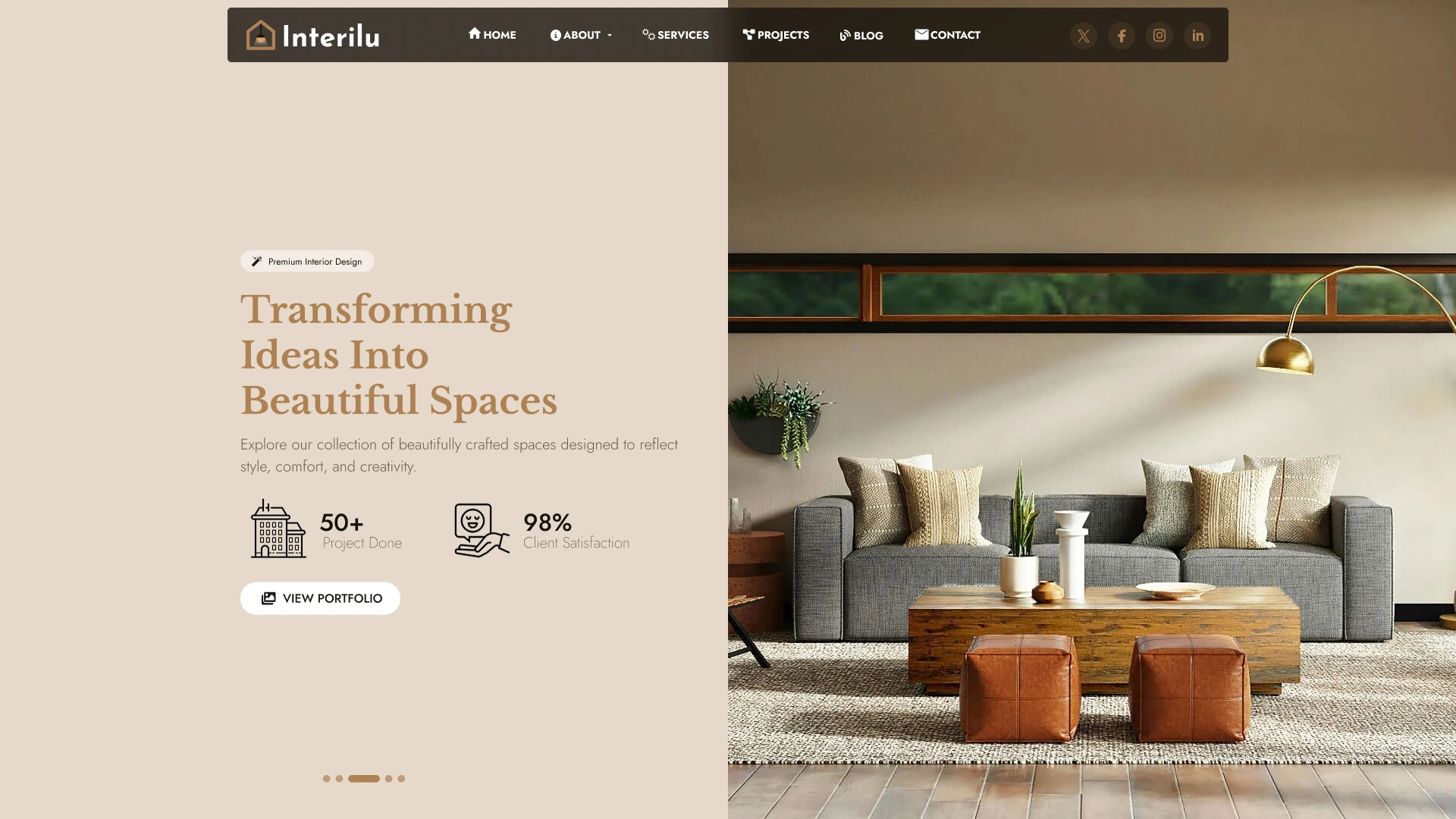 Interilu - Modern Interior Design and Architecture Figma Agency Template