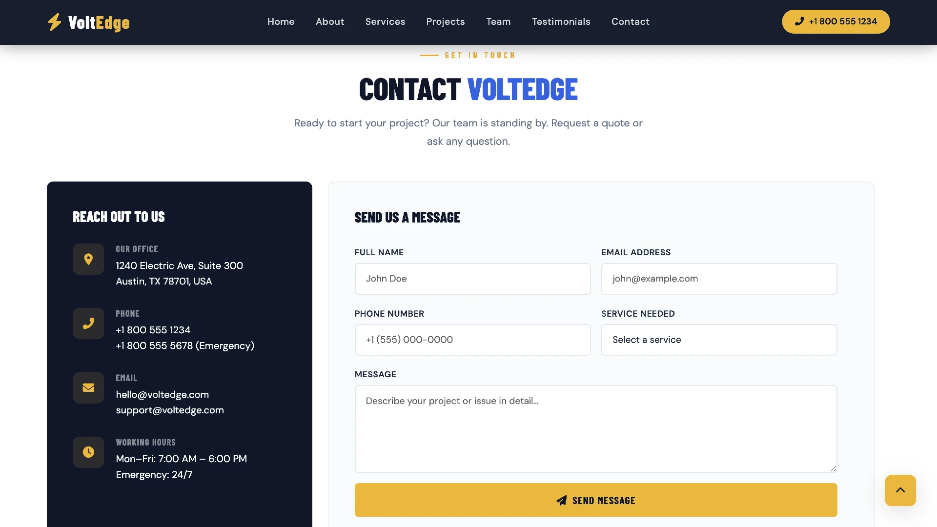VoltEdge - Electrical Repair, Wiring & Maintenance HTML Website Template