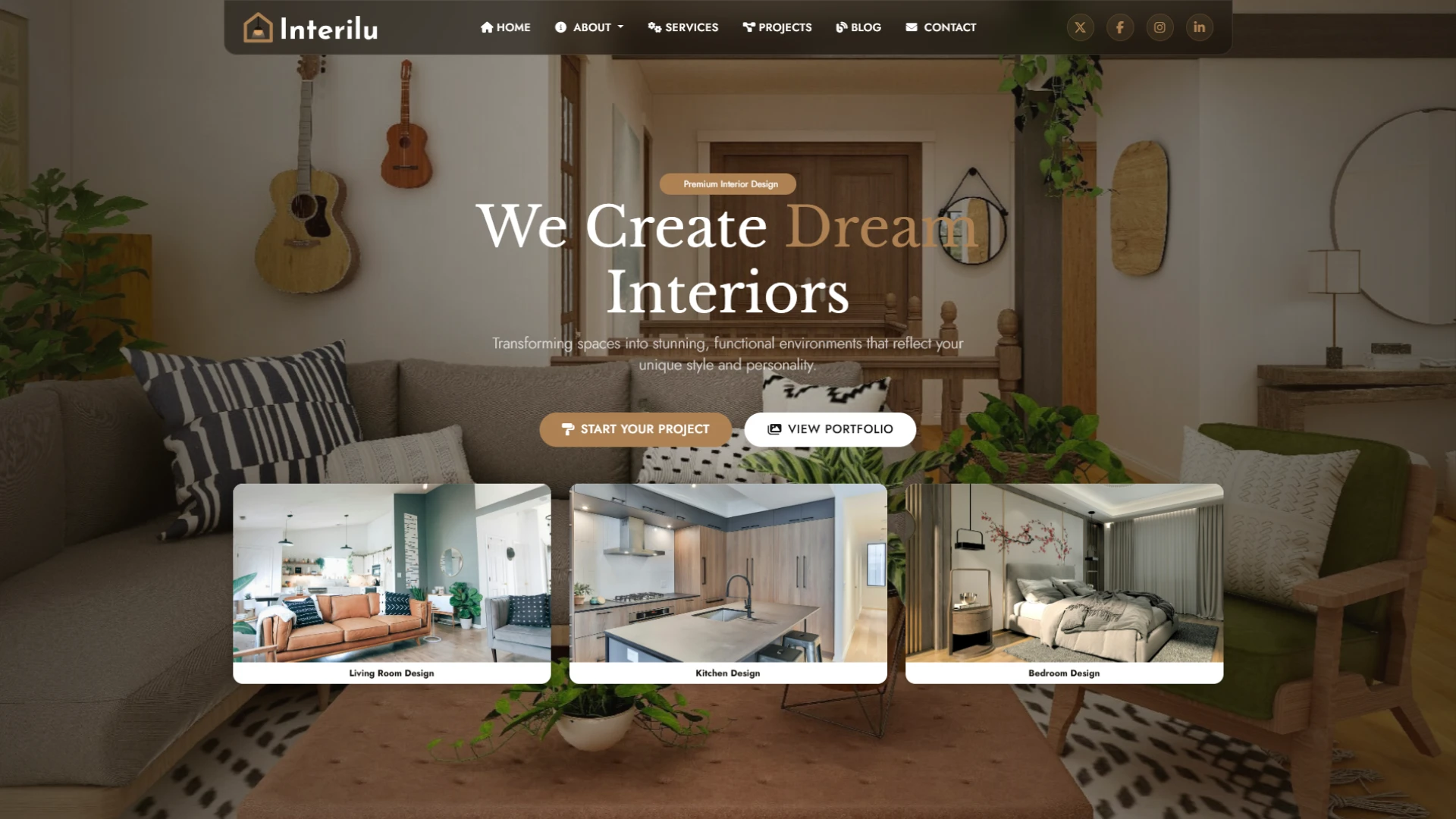 Interilu - Interior Website Template Modern Architecture Agency Design