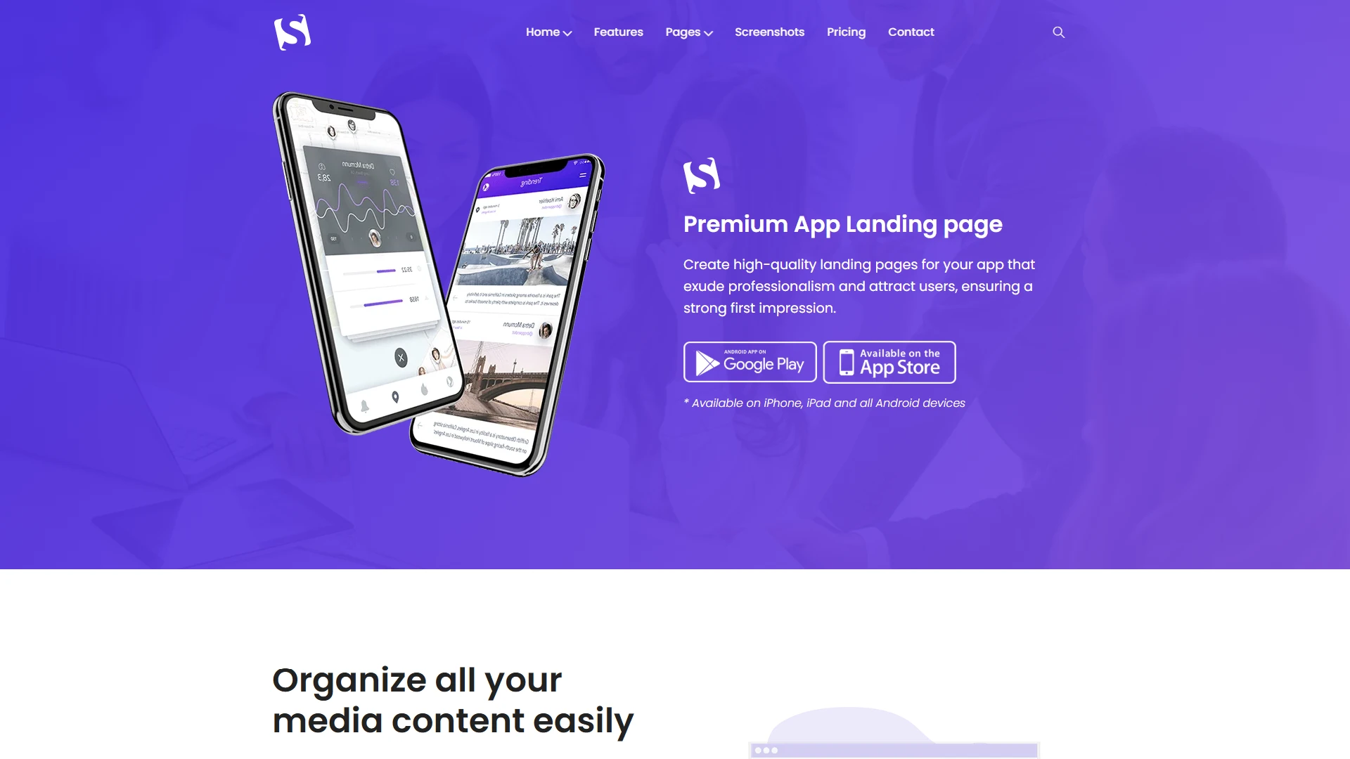 sApp - App Landing Page Template