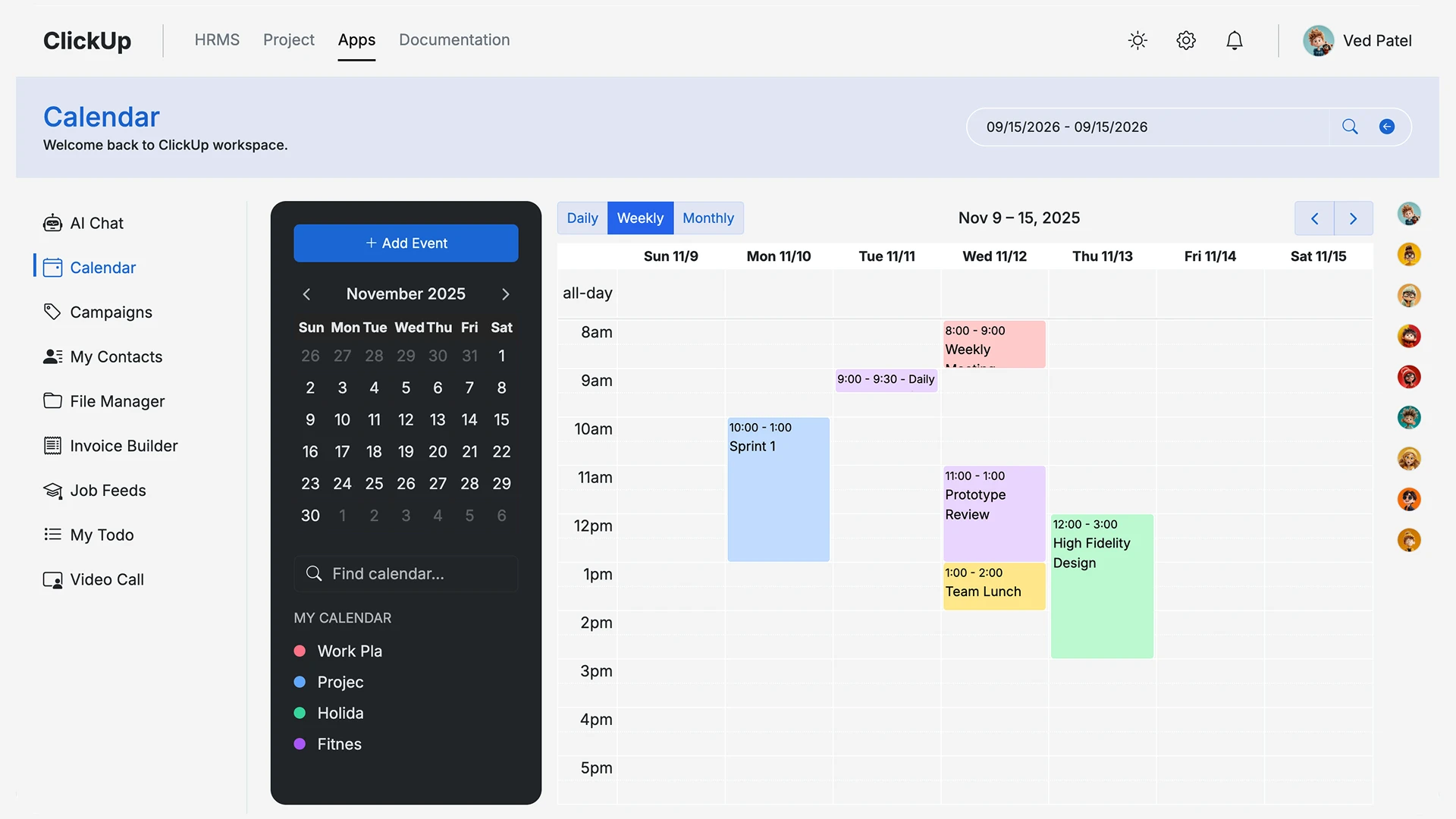 ClickUp - HR and Project Admin Dashboard Template