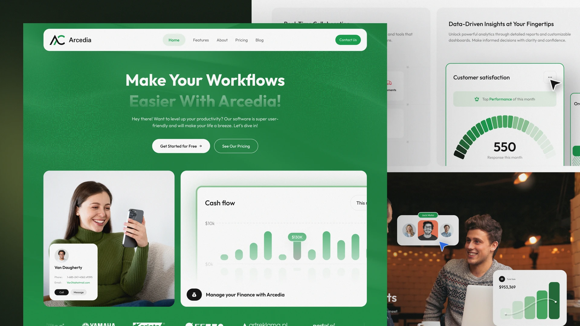 Arcedia - SaaS, Startup, AI Landing Page Framer & Figma Template