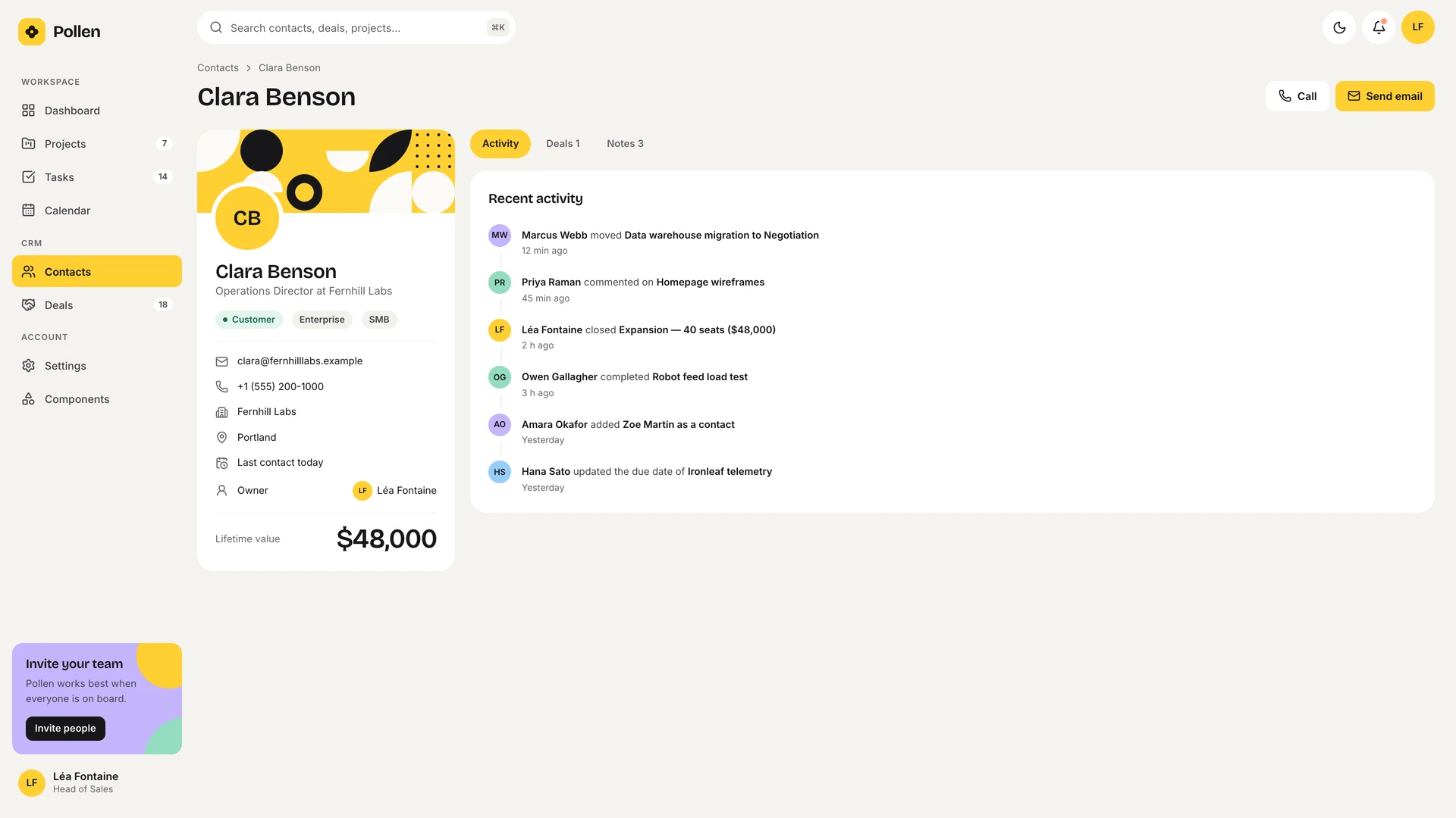 Pollen - Vue & React CRM and Project Management Admin Dashboard Template