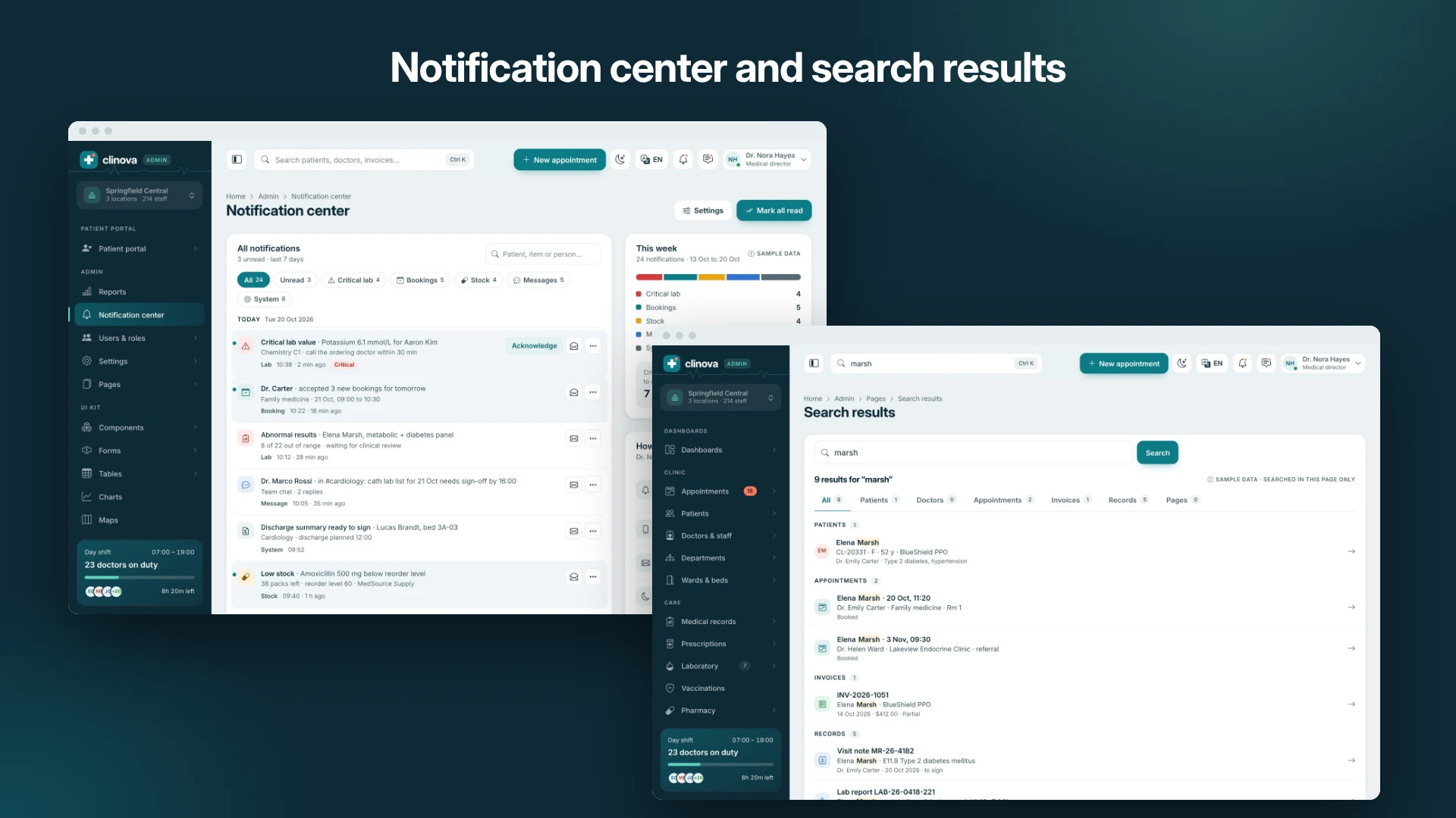 Clinova Admin - Clinic & Hospital Admin Dashboard Template (Screenshot 8 of 20)