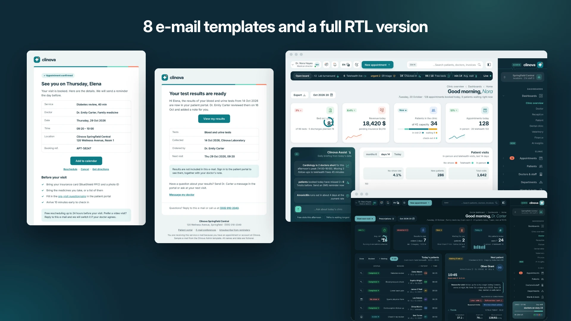 Clinova Admin - Clinic & Hospital Admin Dashboard Template (Screenshot 9 of 20)