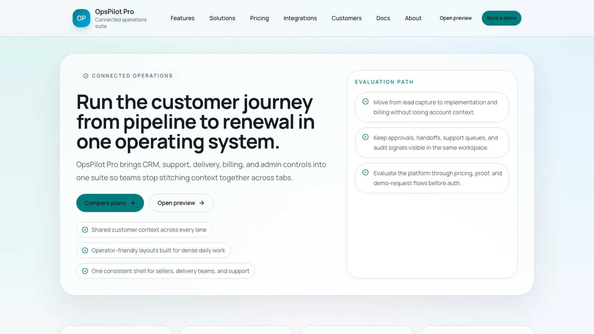 OpsPilot Pro - React CRM, Support, Billing & Admin Dashboard