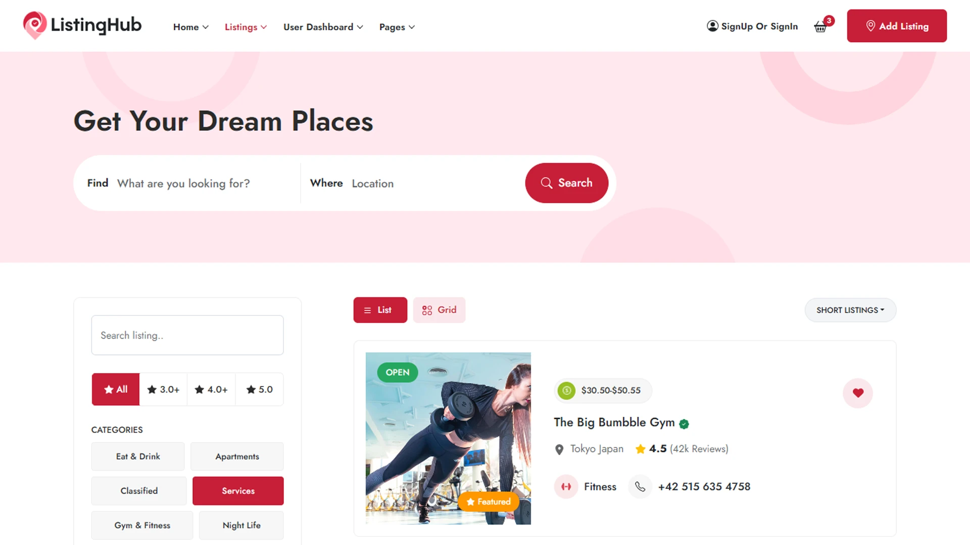 ListingHub - Nuxt Business Directory & Listing Template