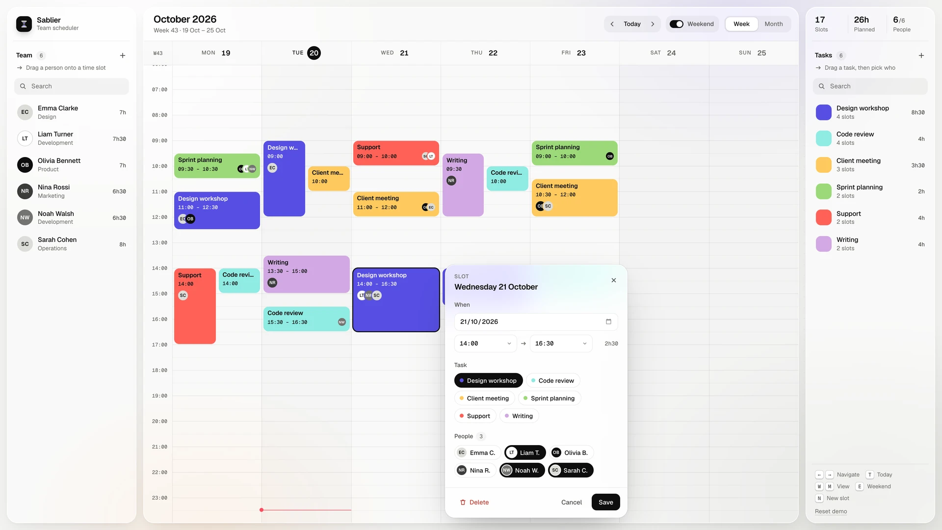 Sablier - Team Scheduler Template with Drag and Drop for React and Vue (Screenshot 6 of 13)