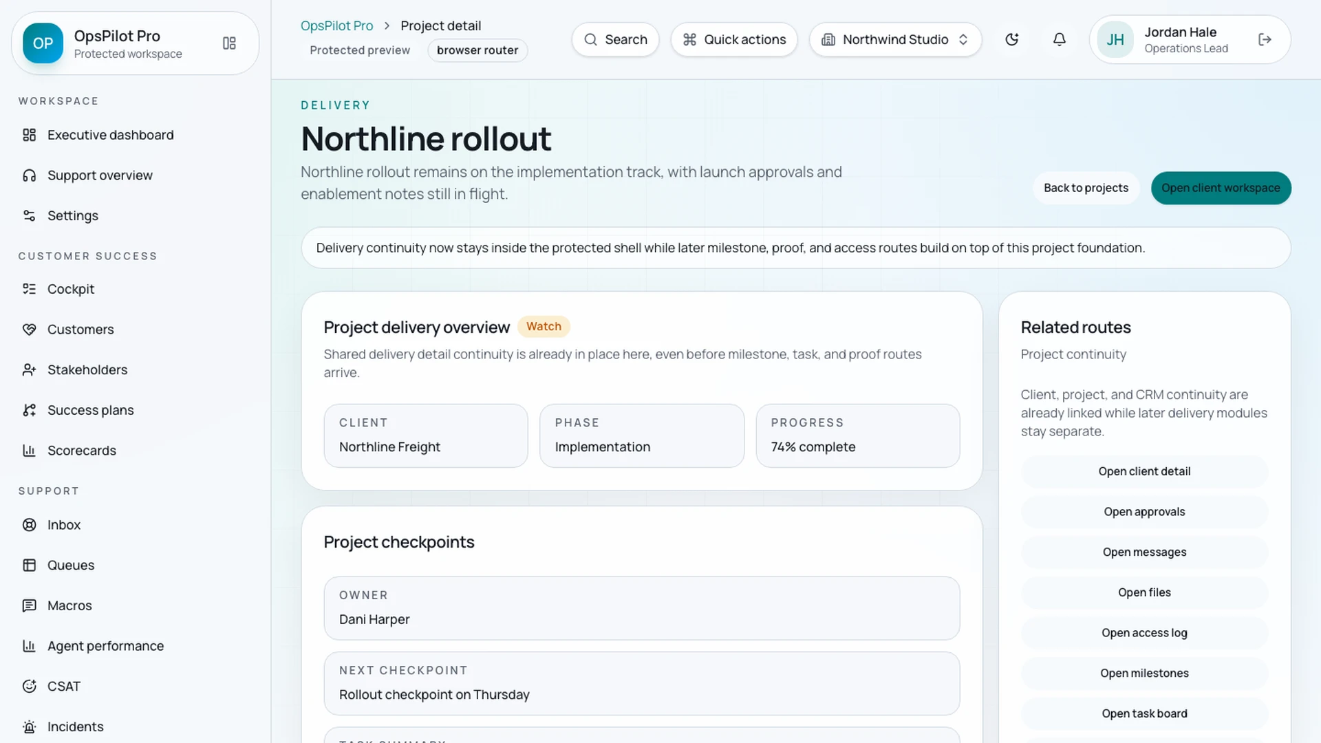OpsPilot Pro - React CRM, Support, Billing & Admin Dashboard