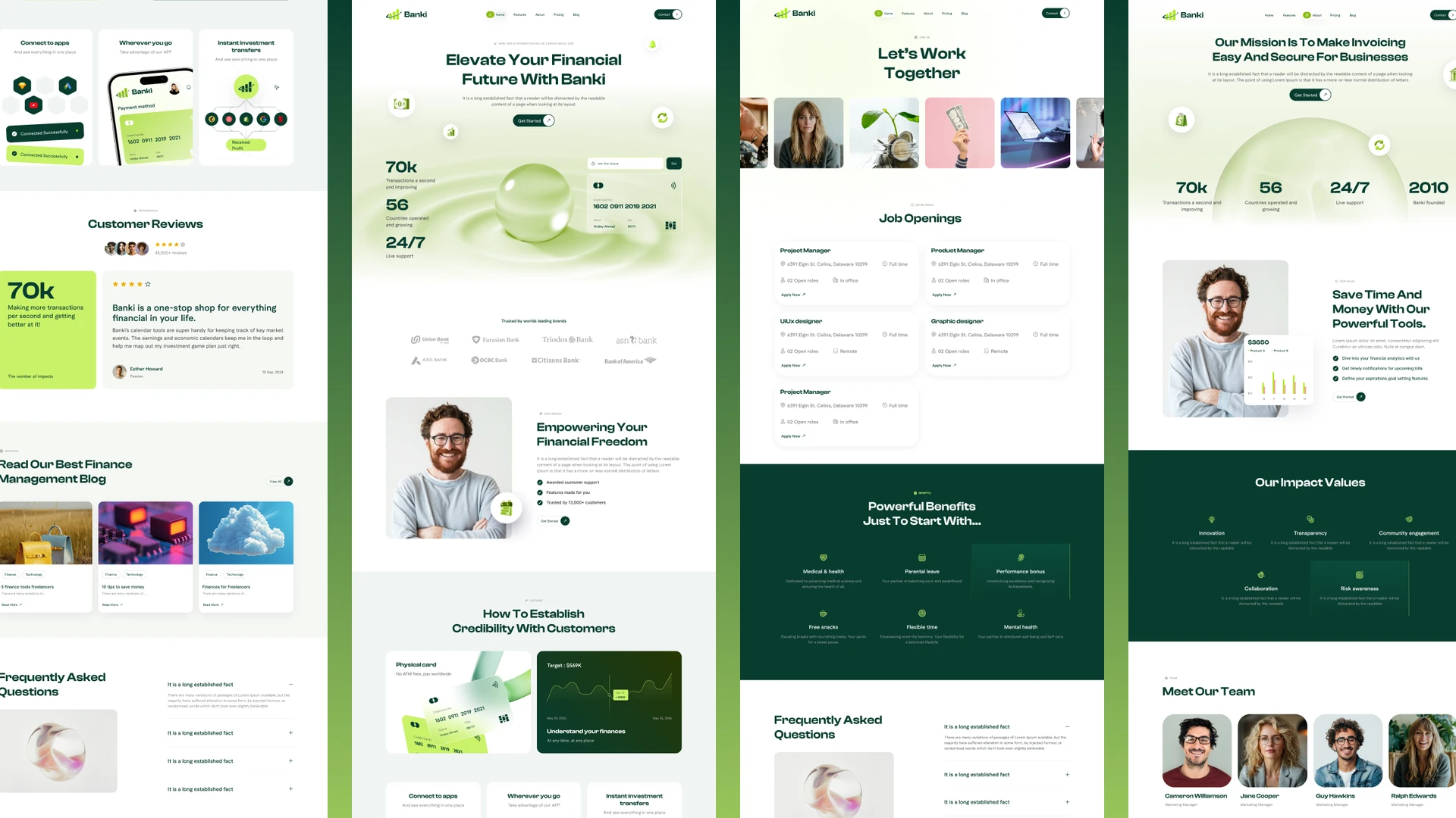 Banki - Fintech Banking, Finance & Investment Framer Template Figma Included