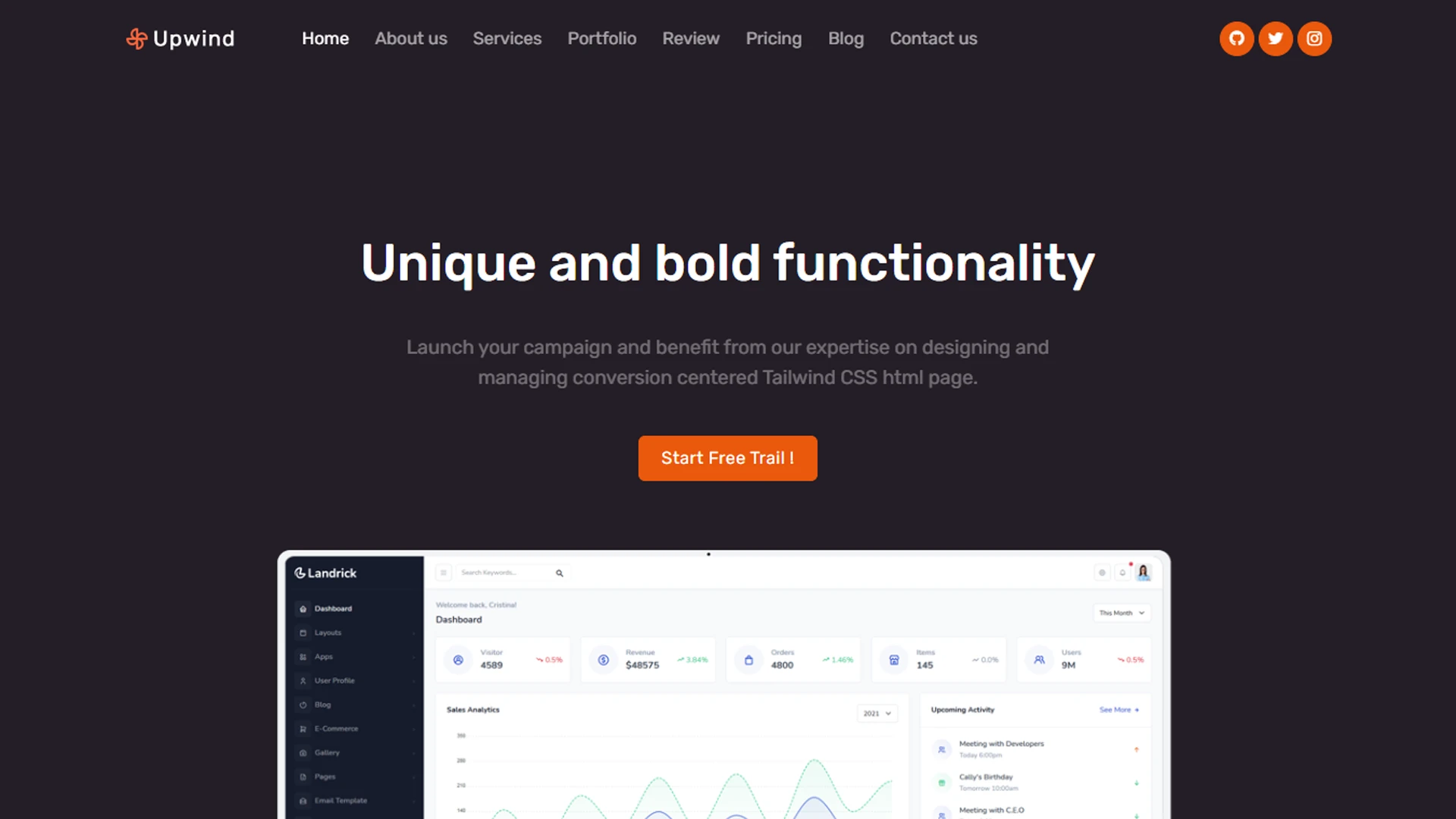 Upwind - Tailwind CSS Landing Page Template