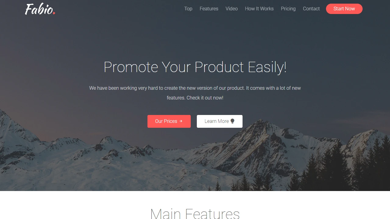Fabio - Multipurpose Landing Pages, 5 Templates