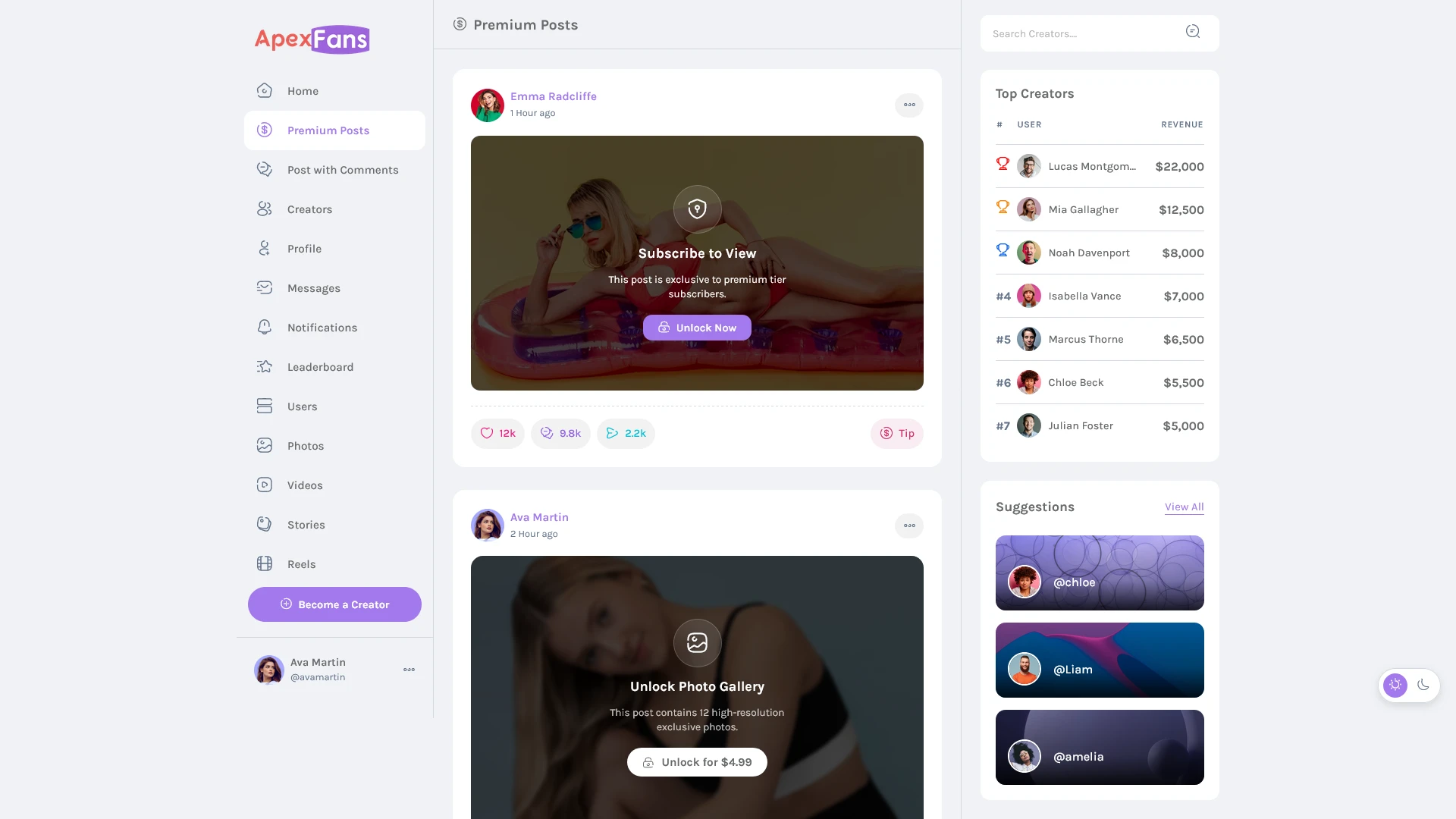 ApexFans - Ultimate Social Network Template for Content Creators