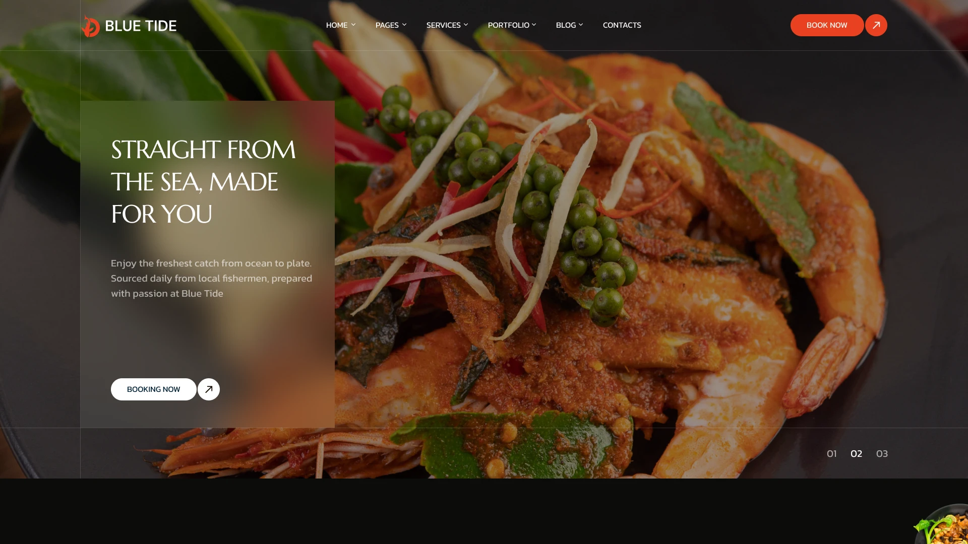 Blue Tide - Seafood Restaurant Figma Template (Screenshot 1 of 1)