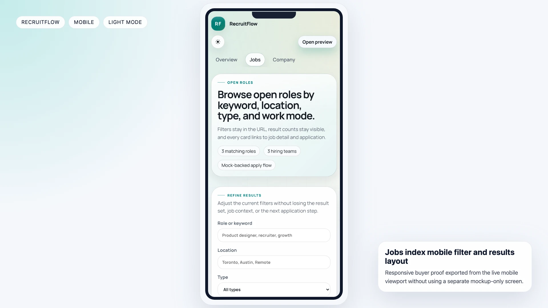 RecruitFlow - React Job Board & Recruiter Dashboard Template
