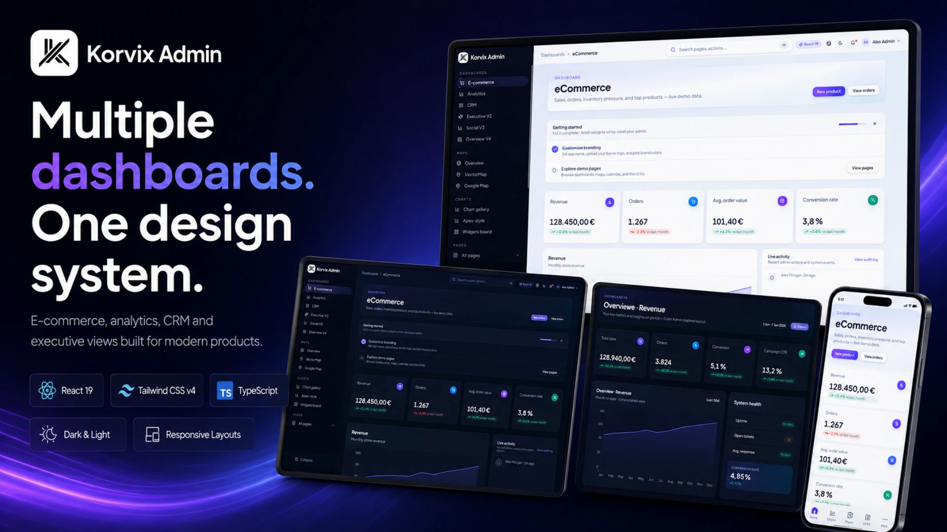 Korvix Admin - Multipurpose React Admin Dashboard