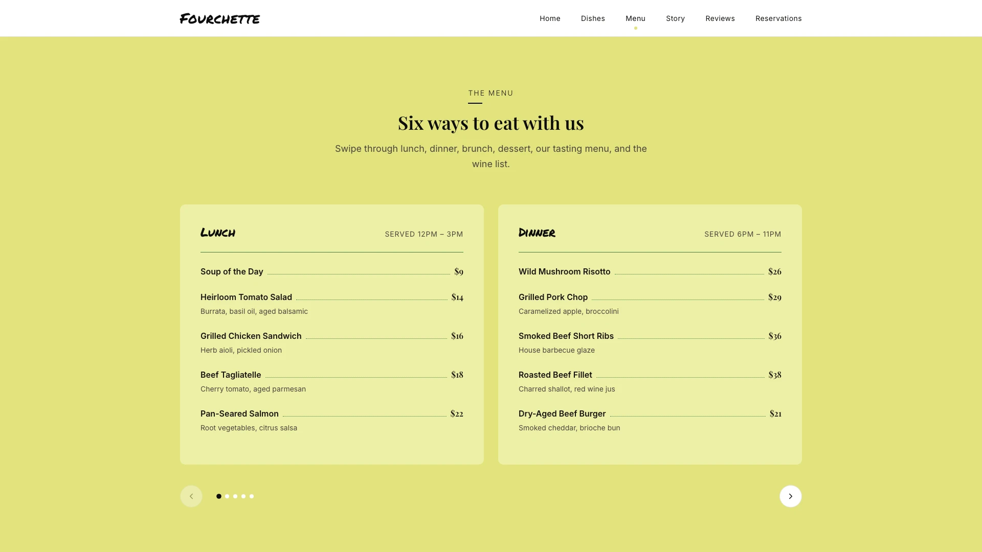 Fourchette - Minimalist & Elegant Restaurant Website Template