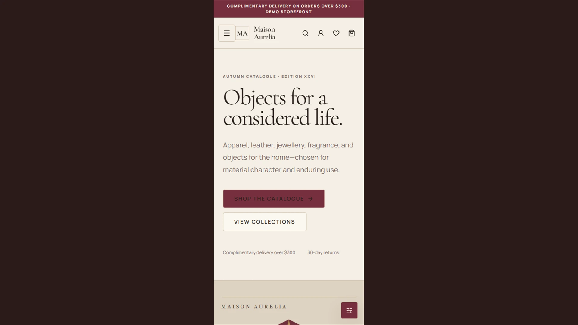 Maison Aurelia - Vintage Next.js eCommerce Platform Template