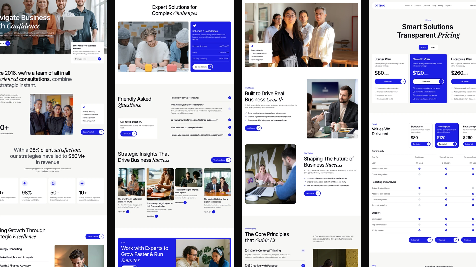 Optimo - Business Consultation & Professional Training Framer & Figma Template