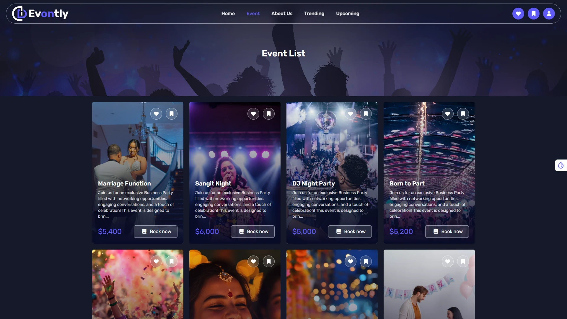 Evontly - Event Management Website Template Modern Booking System