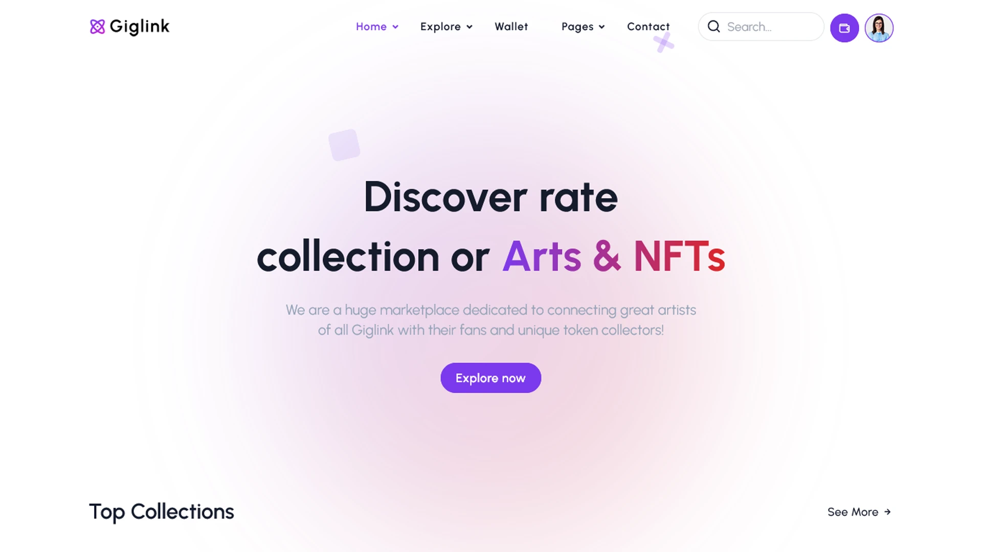 Giglink - Angular 21 NFT Marketplace Landing + Admin Dashboard Template