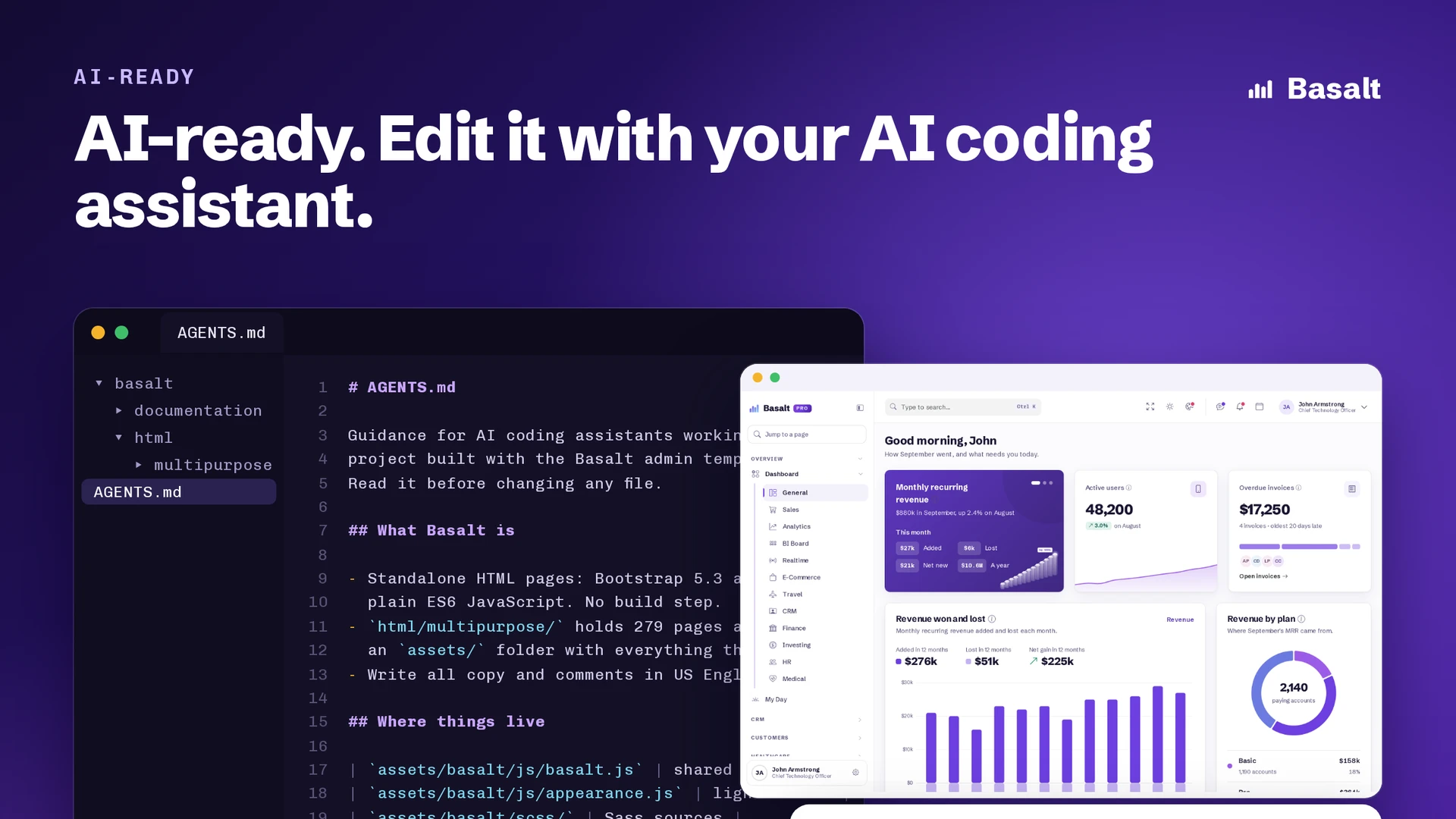 Basalt - Multipurpose AI, CRM, HRM, eCommerce & ERP Bootstrap Admin Template (Screenshot 6 of 11)