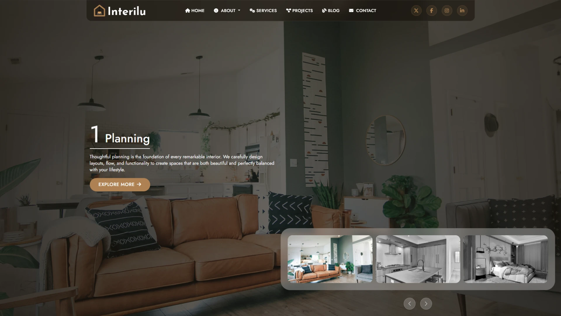 Interilu - Interior Website Template Modern Architecture Agency Design