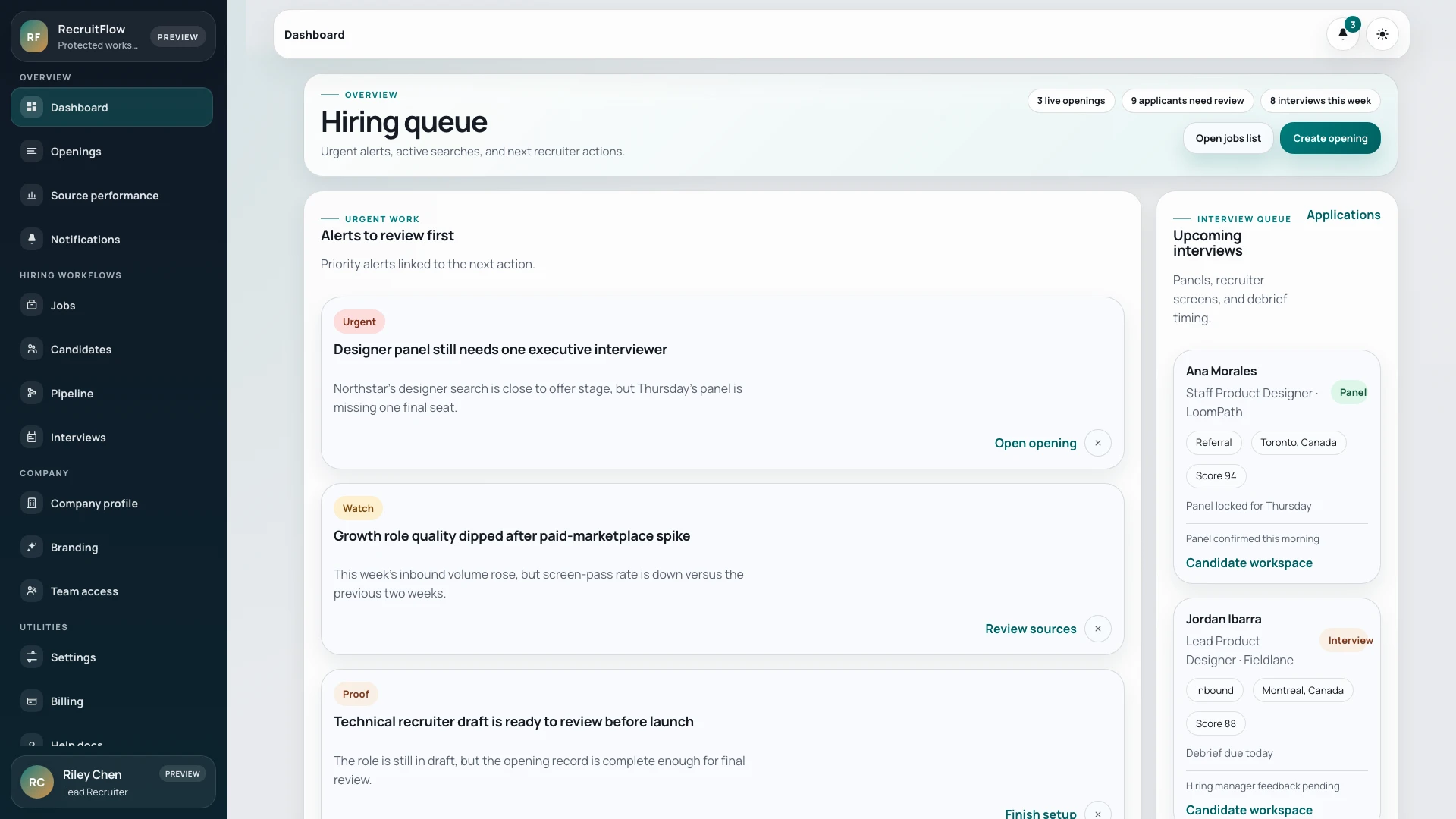 RecruitFlow - React Job Board & Recruiter Dashboard Template