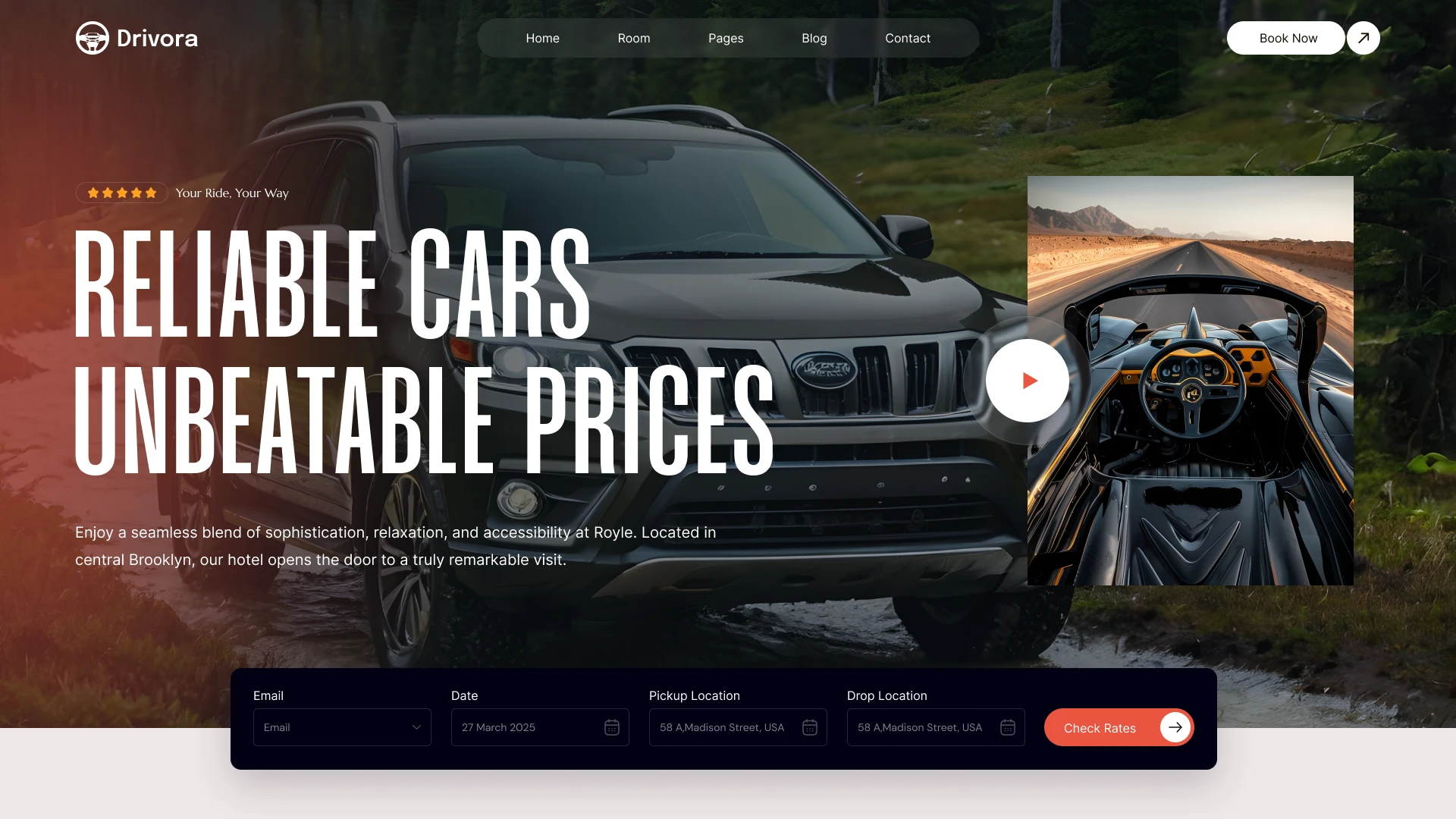 Drivora - Car Rental & Fleet Booking Figma Template (Screenshot 1 of 1)