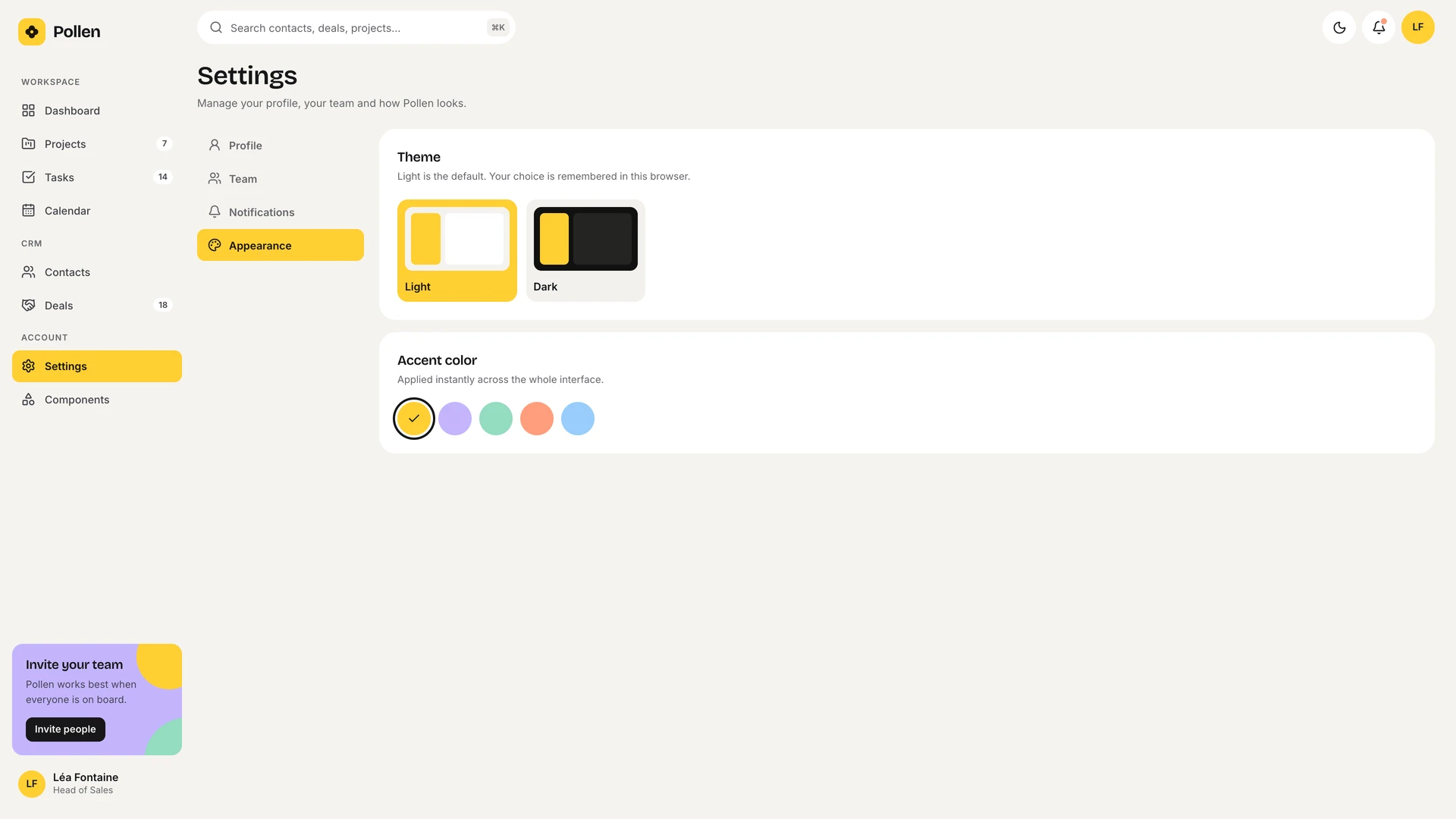 Pollen - Vue & React CRM and Project Management Admin Dashboard Template