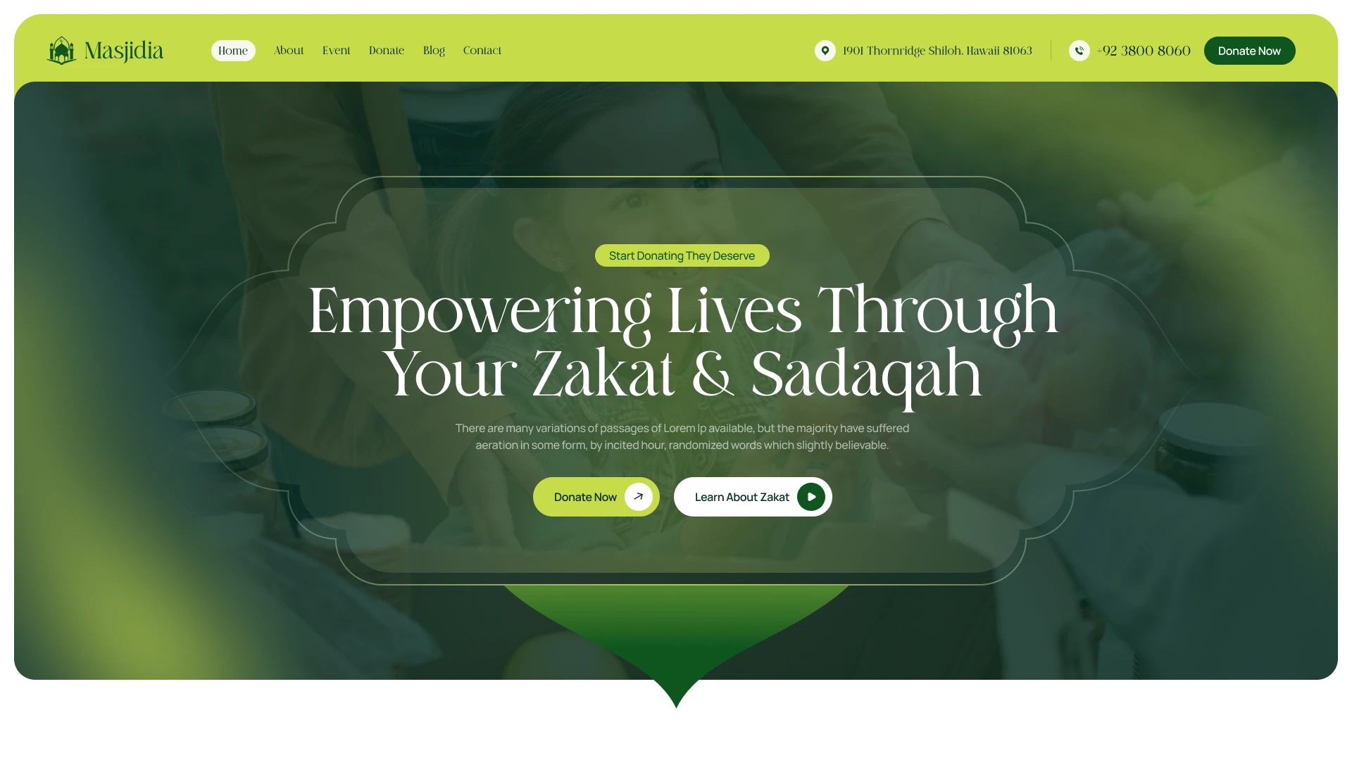 Masjidia - Islamic Center & Mosque Community Figma Template (Screenshot 1 of 1)