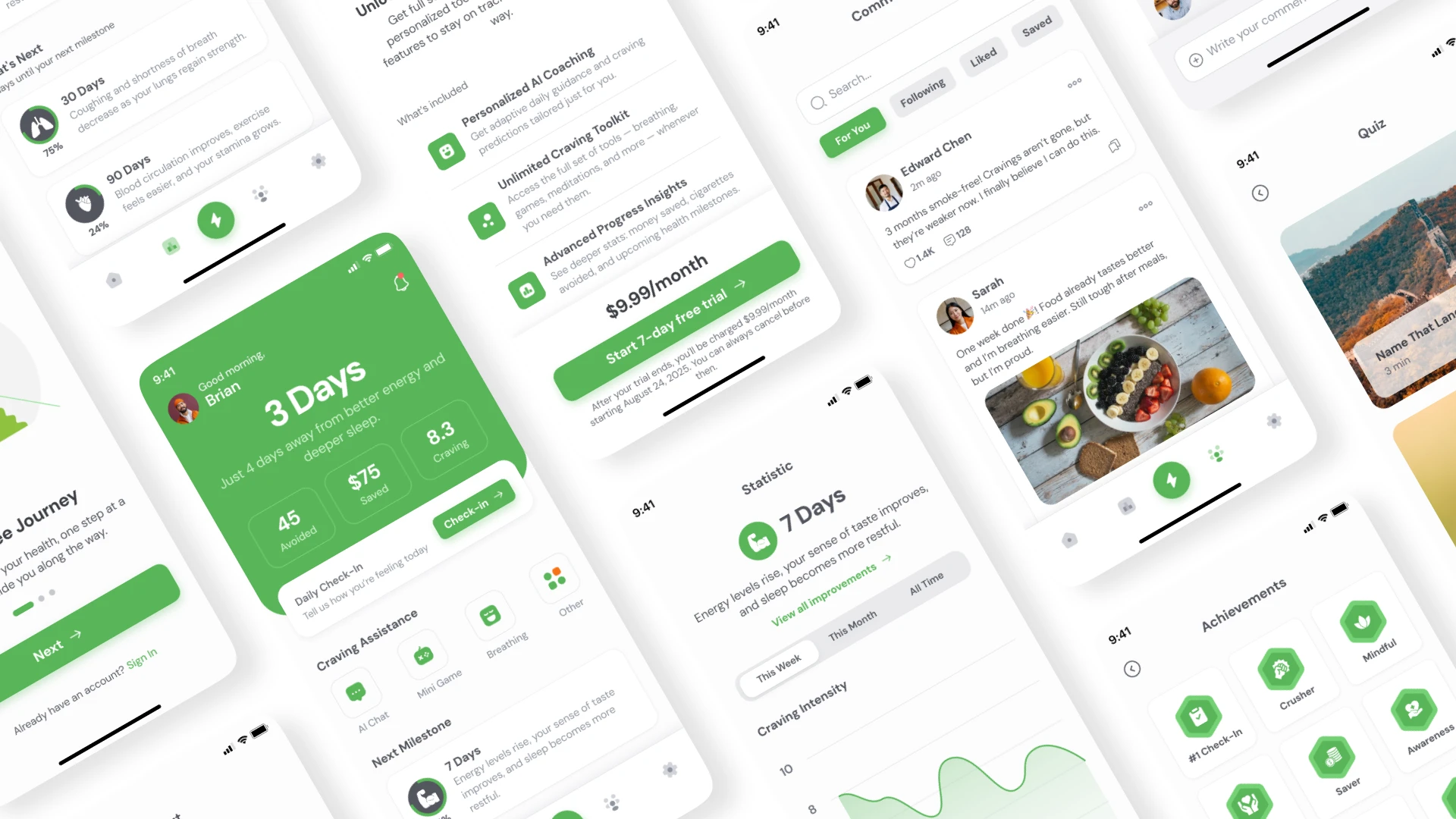 Unsmoke - Quit Smoking & Wellness Mobile UI Kit