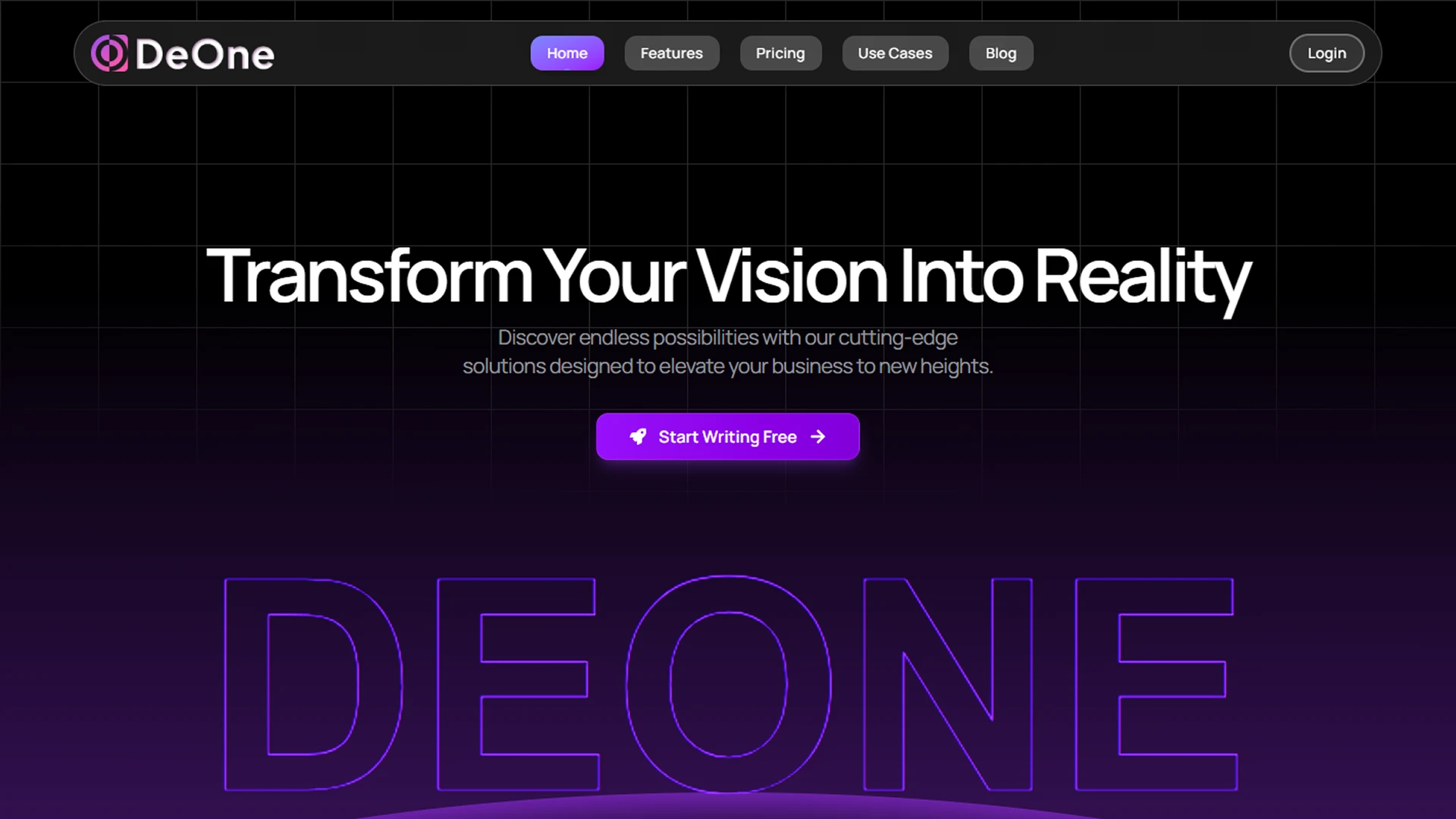 DeOne - AI SaaS & Software Landing Page React Template