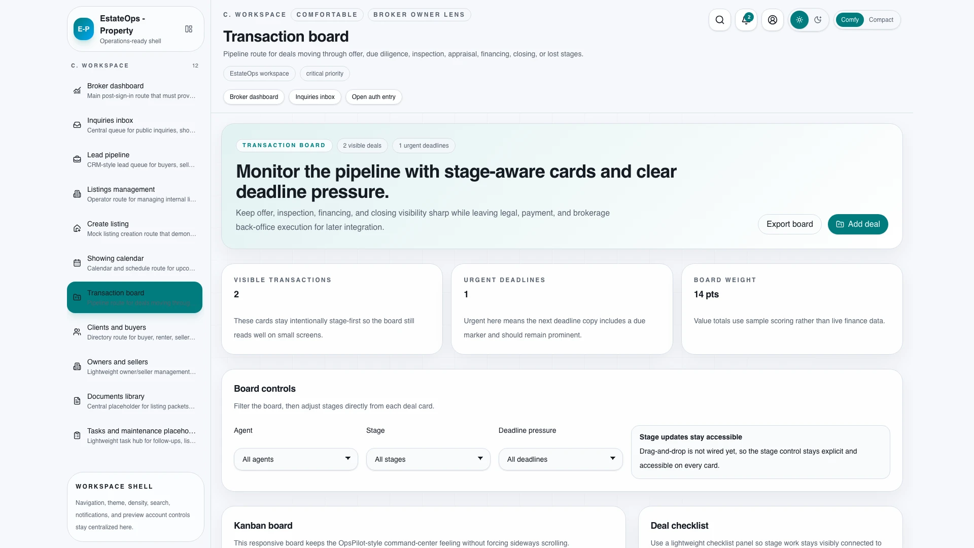 EstateOps - Real Estate CRM, Listings & Admin React Template