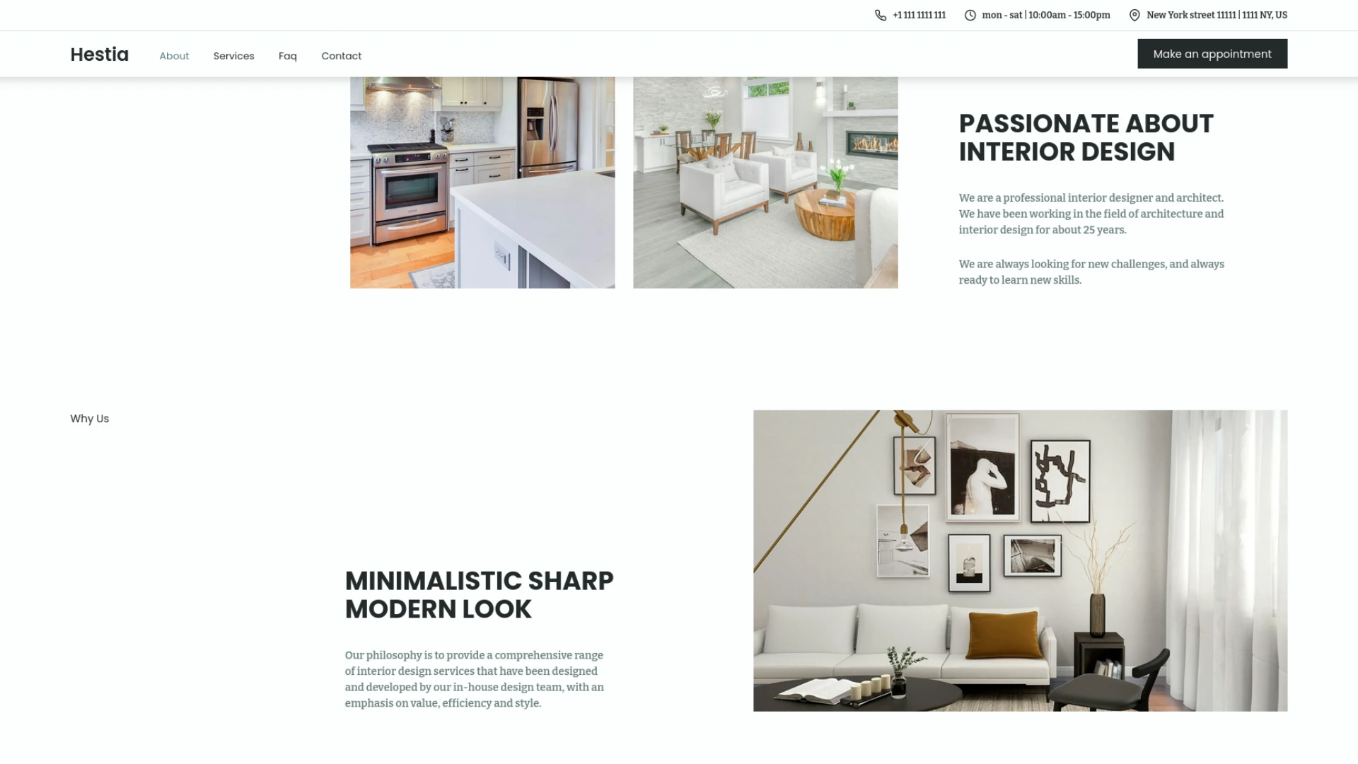 Hestia - Interior Design HTML5 Landing Page Template