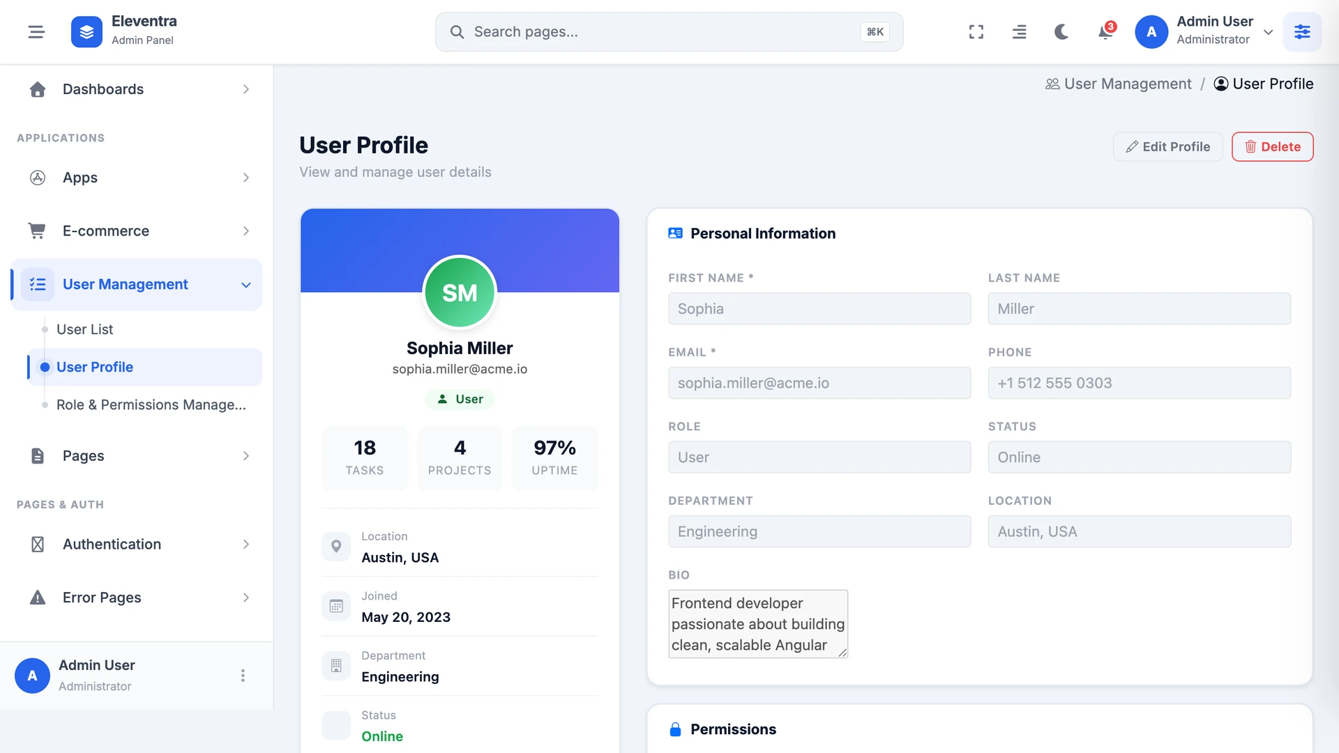 Eleventra - Angular 21 Admin Dashboard Template + UI Kit + 90+ Pages