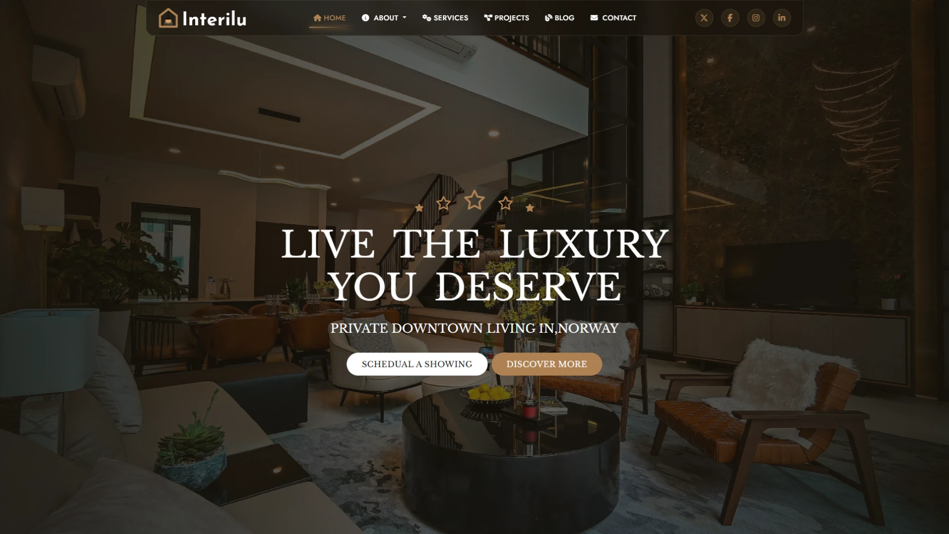 Interilu - Interior Website Template Modern Architecture Agency Design