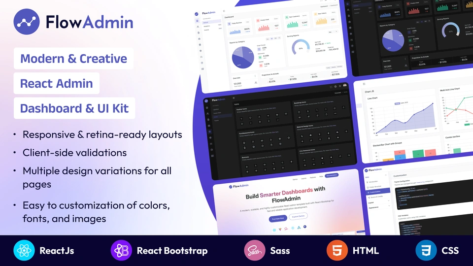 FlowAdmin - Modern React Admin Template with Bootstrap