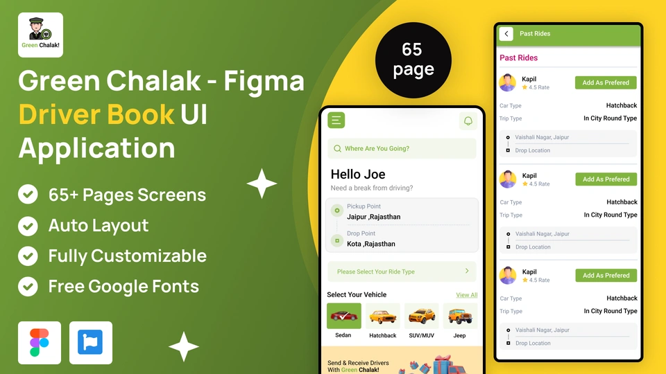Green Chalak - Figma Driver Book UI Application