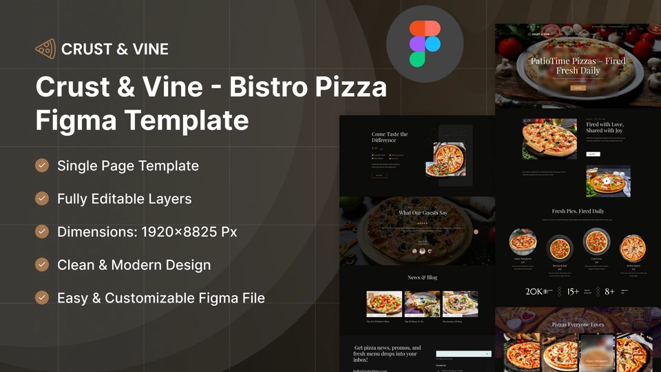 Crust & Vine - Bistro & Pizza Restaurant Figma Template