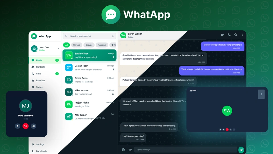 WhatApp - Modern Messaging Web Application HTML Template