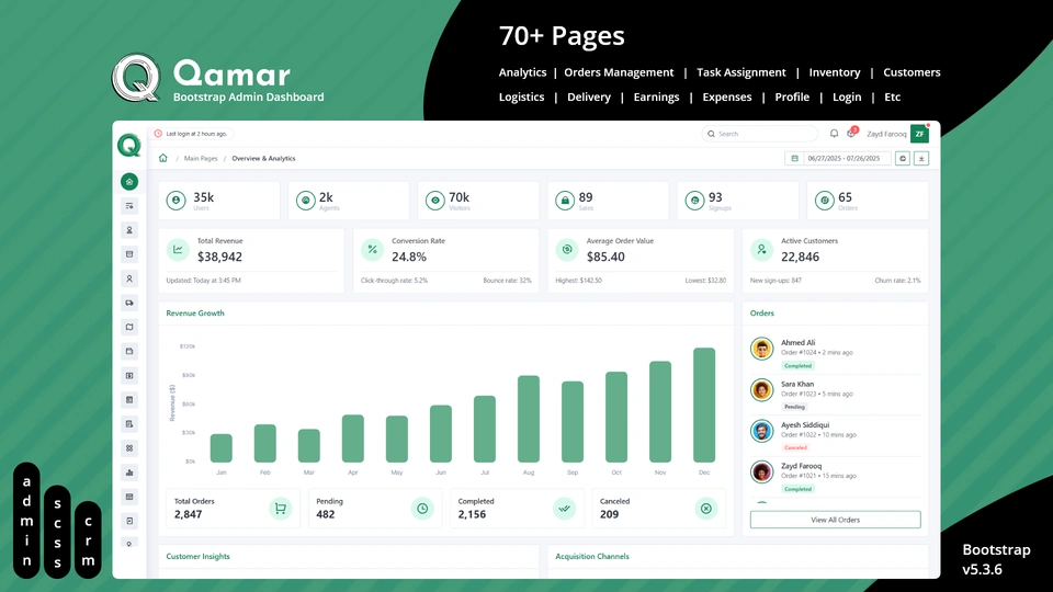 Qamar - Admin Dashboard Template