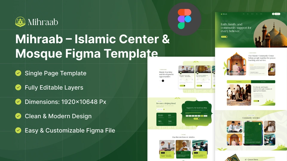 Mihraab - Islamic Center & Quran School Figma Template